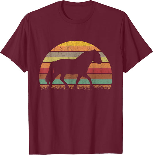 Fjord horse Retro Norwegian Horse Vintage Fjordi Pony T-Shirt - T-Shirt | Maroon