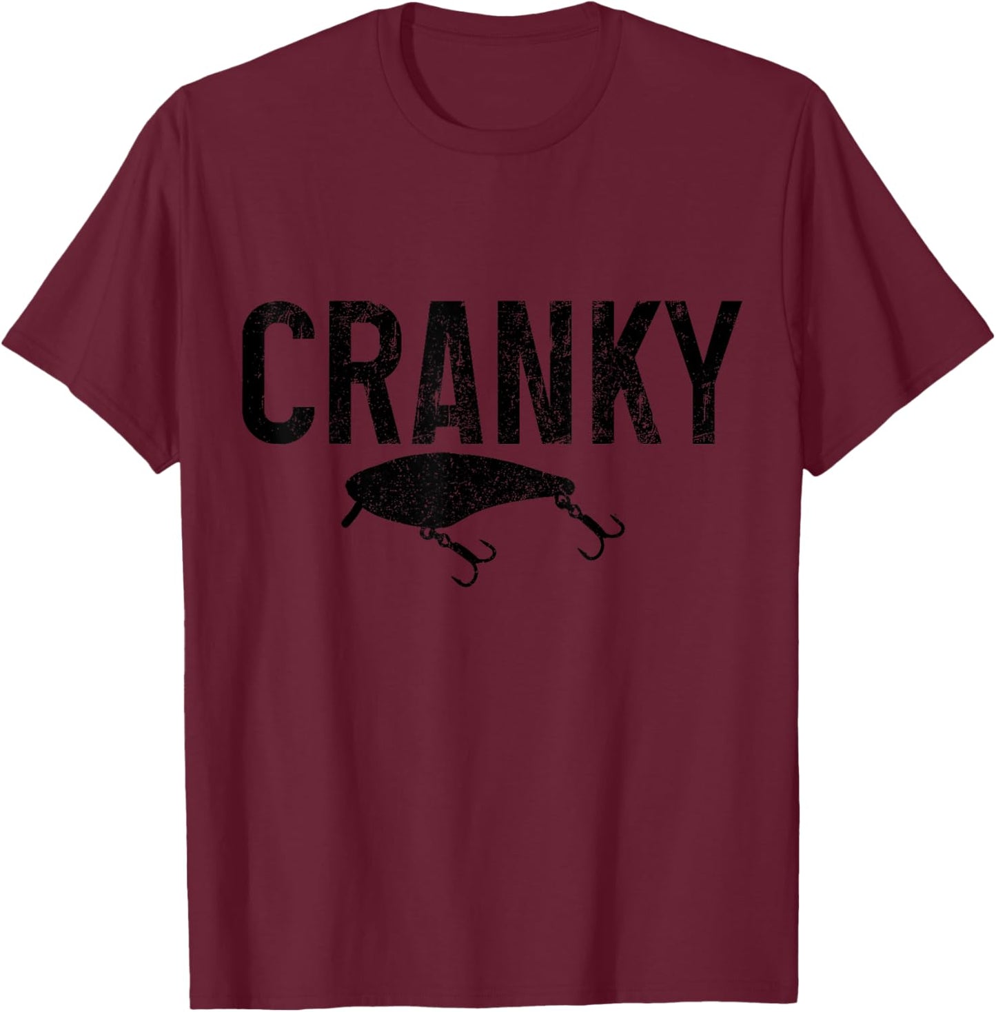 Cranky Funny Bass Fishing Lure Fisherman Crankbait T-Shirt - T-Shirt | Maroon