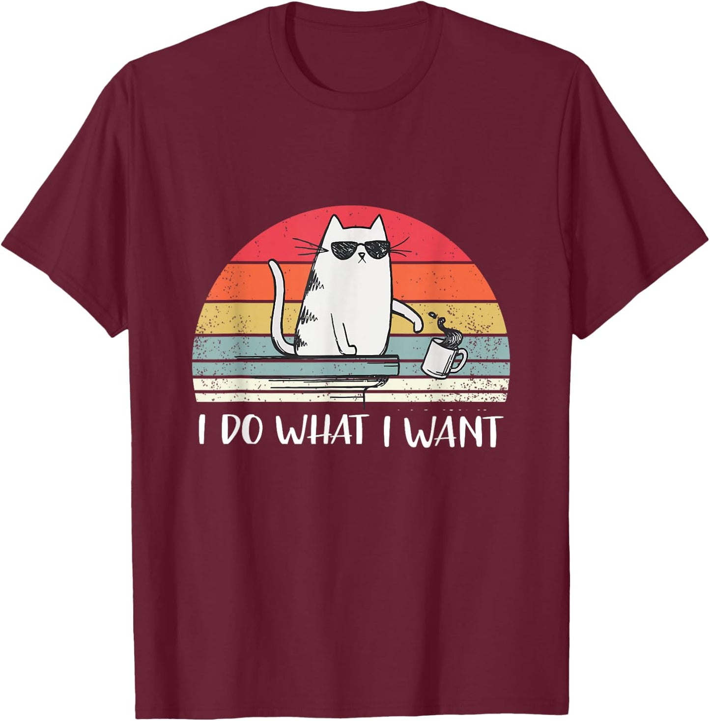 I do What I Want Funny Black cat Lovers Small T-Shirt - T-Shirt | Maroon