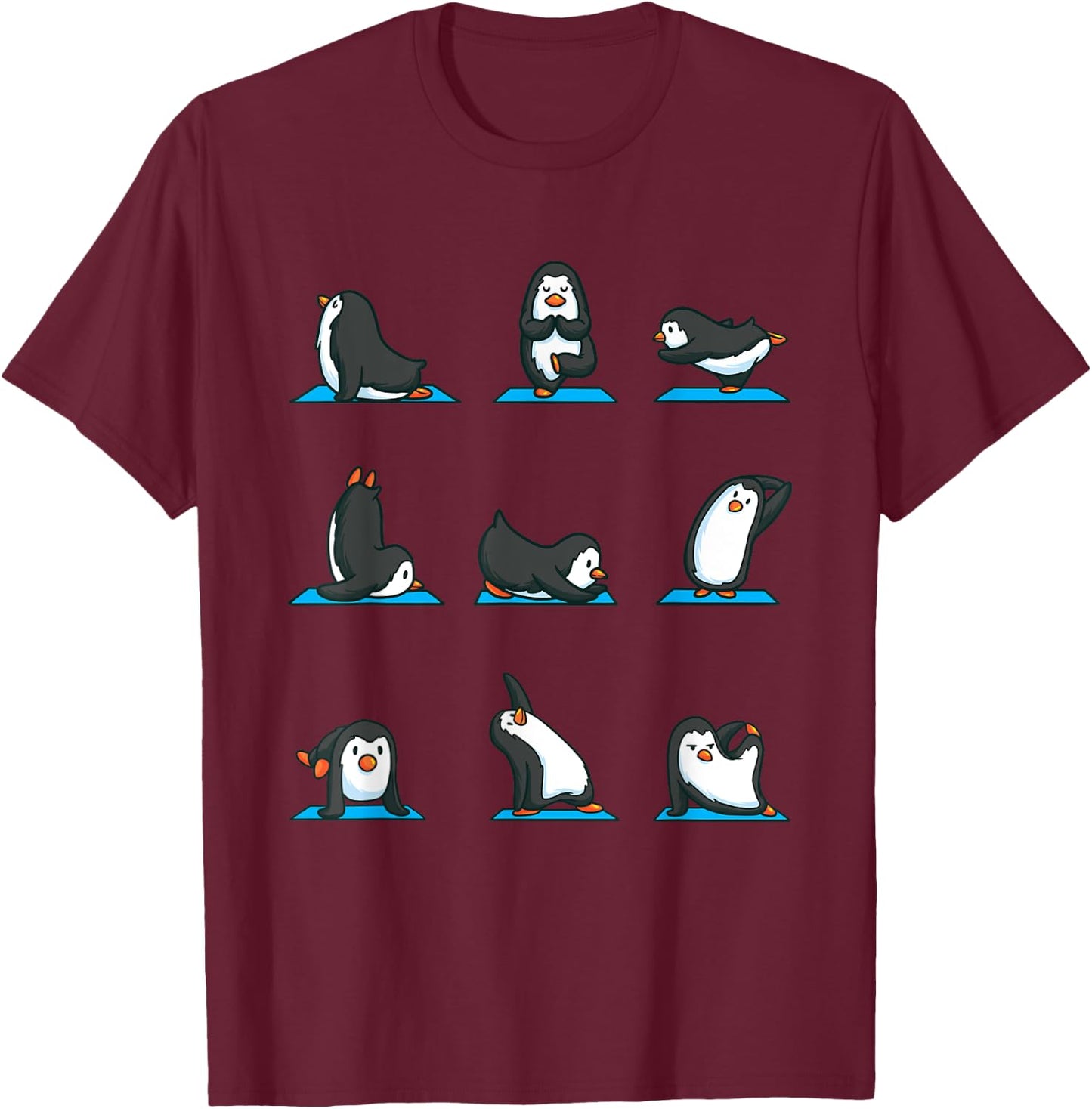 Funny Penguin Shirt for Girls Women Yoga Meditation Gym T-Shirt - T-Shirt | Maroon