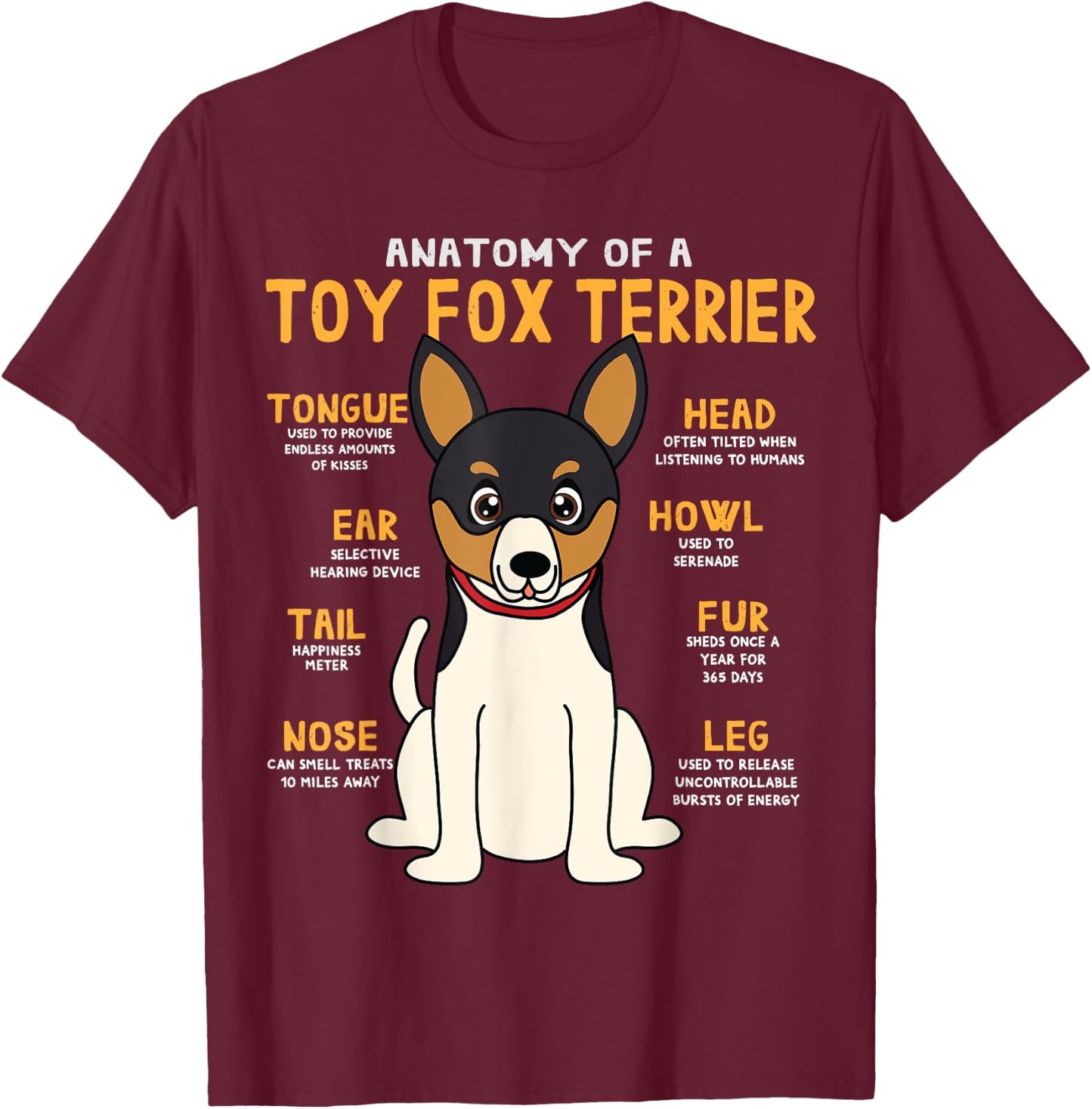Toy Fox Terrier Anatomy Funny Dog Mum Dad Gesche T-Shirt - T-Shirt | Maroon