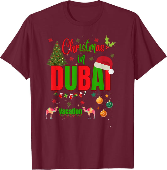 Christmas in Dubai Vacation Travel Group Matching T-Shirt - T-Shirt | Maroon