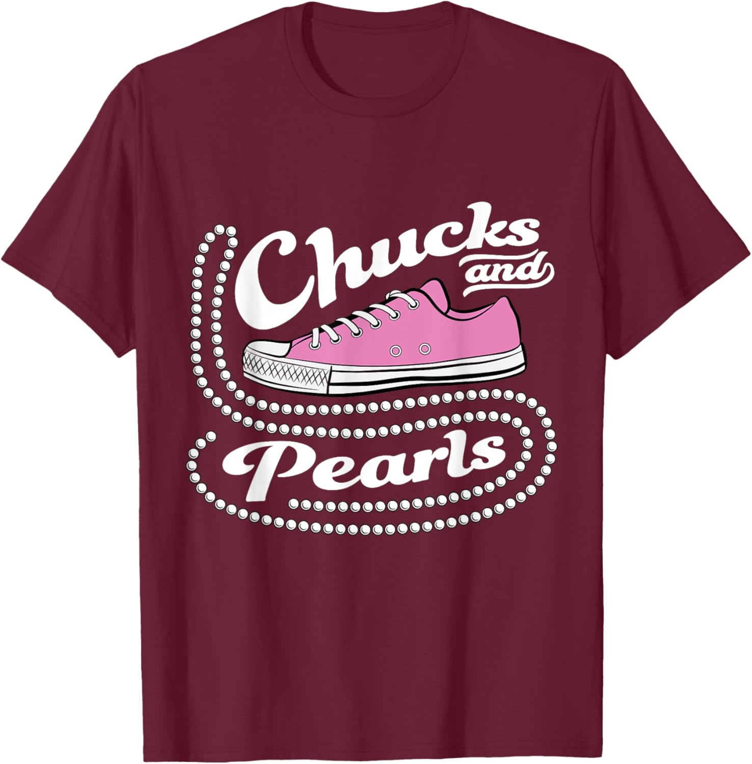 Chucks and Pearls Madam 2024 women American T-Shirt - T-Shirt | Maroon