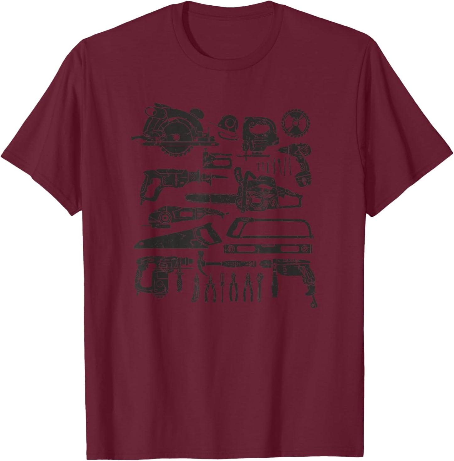 Carpenter Mechanic Handyman Hand Tools Power Tool Saw Drill T-Shirt - T-Shirt | Maroon