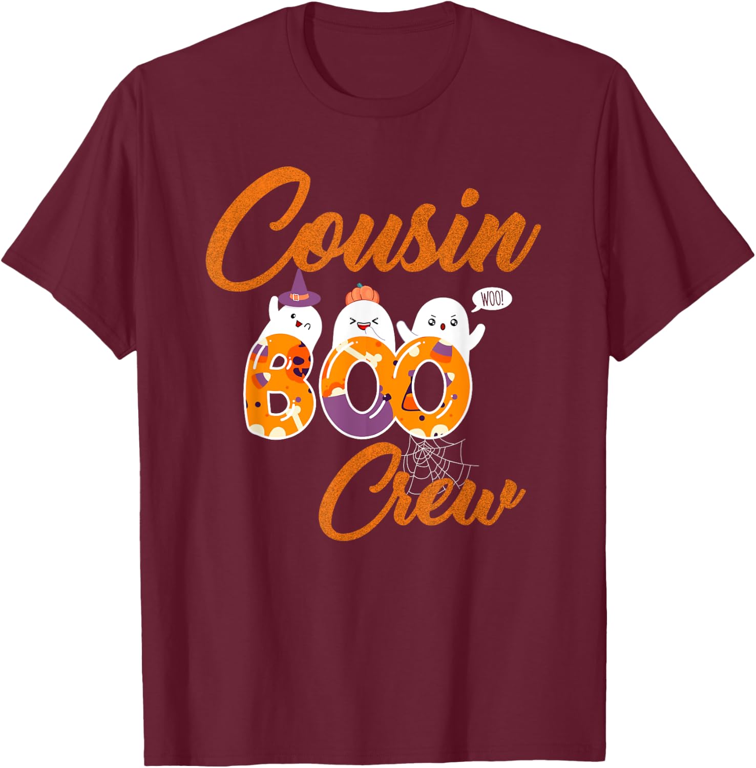 Cousin Boo Crew Funny Cute Little Ghost Boy Girl Halloween T-Shirt - T-Shirt | Maroon