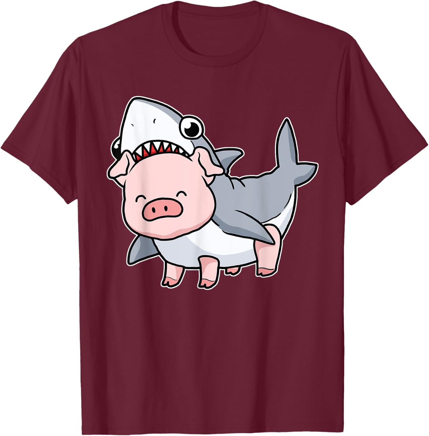 Cute Pig Shirt Women Shark Costume Pig Gift Kids Swine Pig T-Shirt - T-Shirt | Maroon
