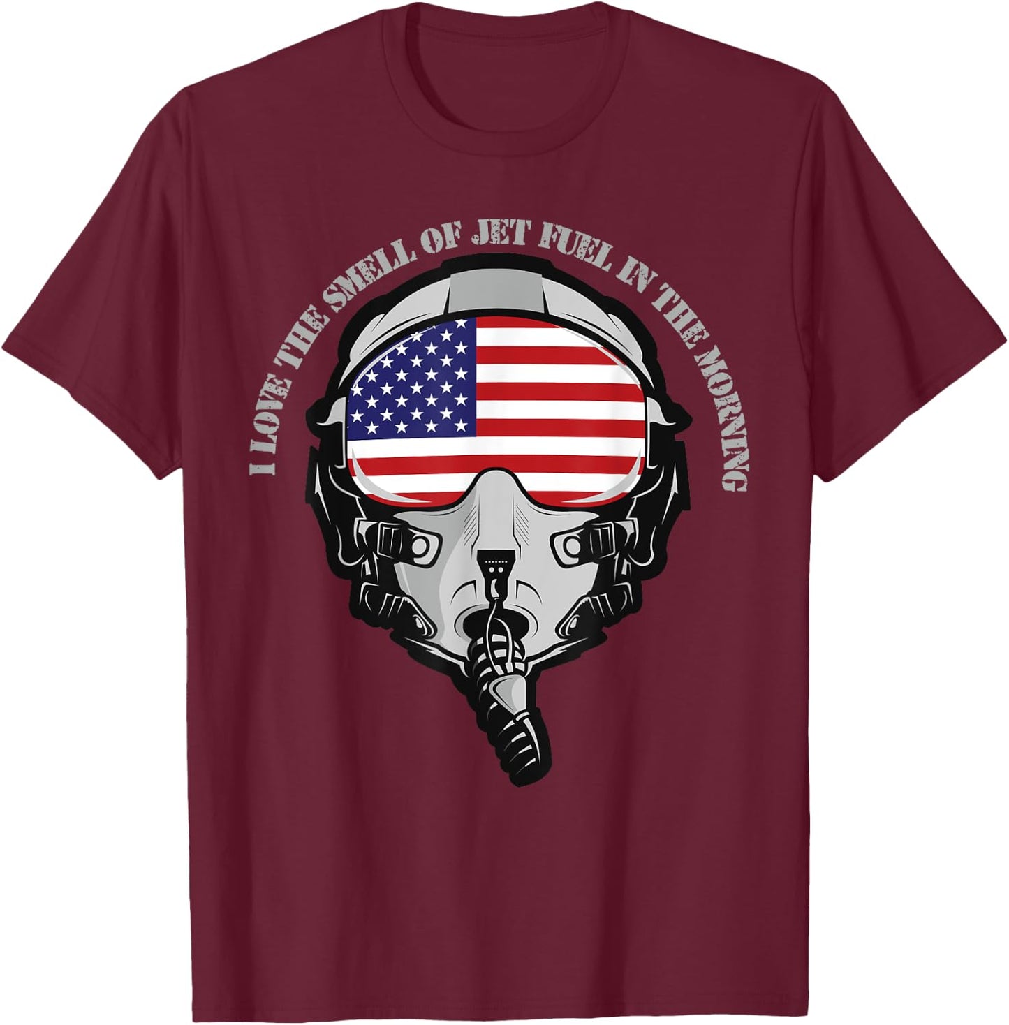 Funny Fighter Jet And Pilot Mask T-Shirt - T-Shirt | Maroon