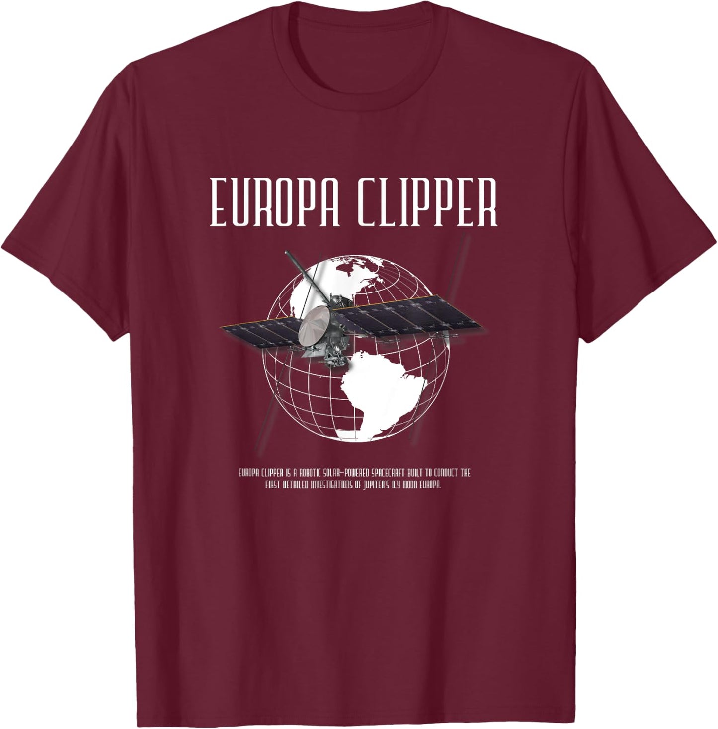 Europa Clipper Space Program Retro T-Shirt - T-Shirt | Maroon