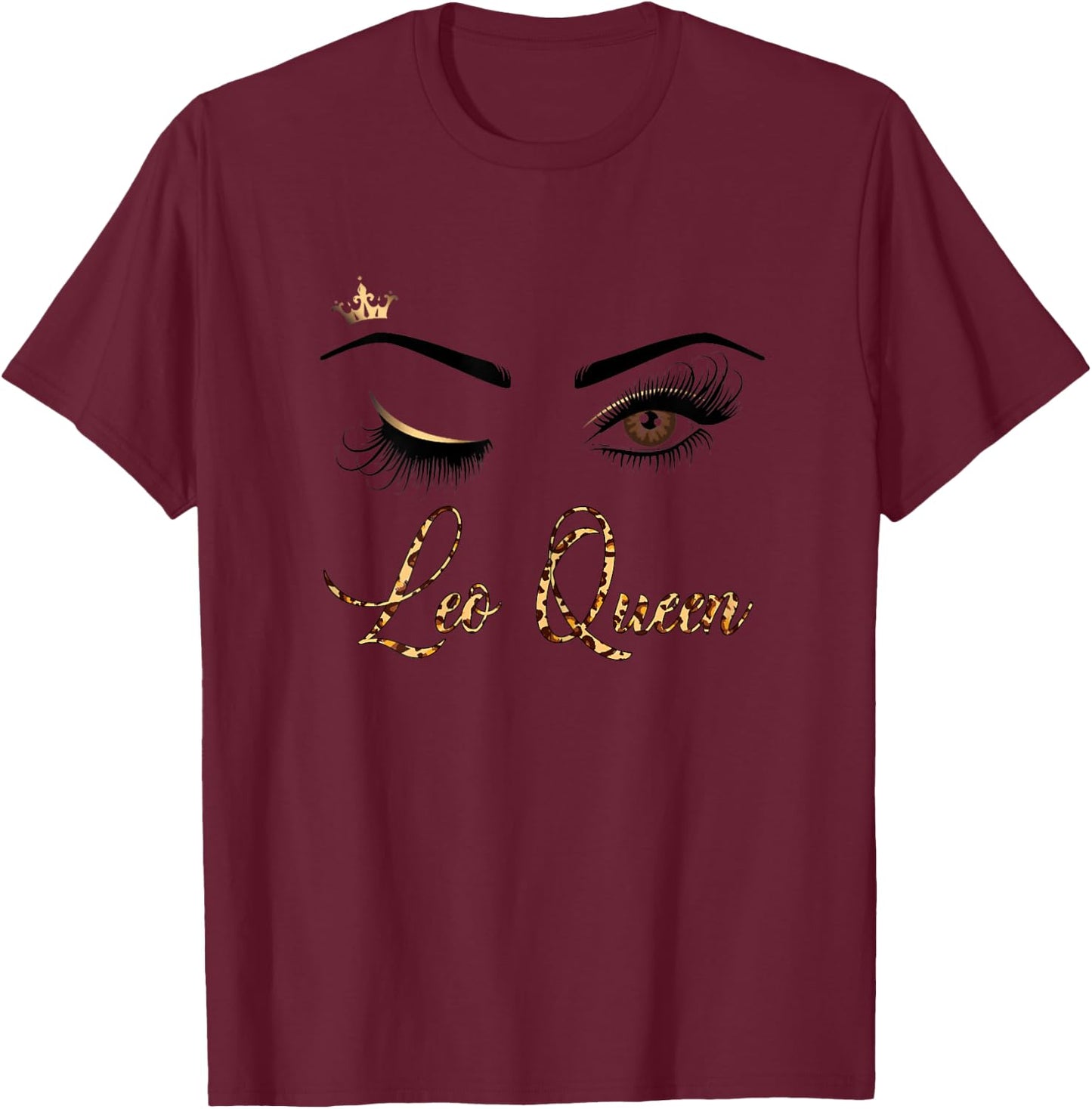 Leo Zodiac Birthday Leopard Print For Girls Women T-Shirt - T-Shirt | Maroon