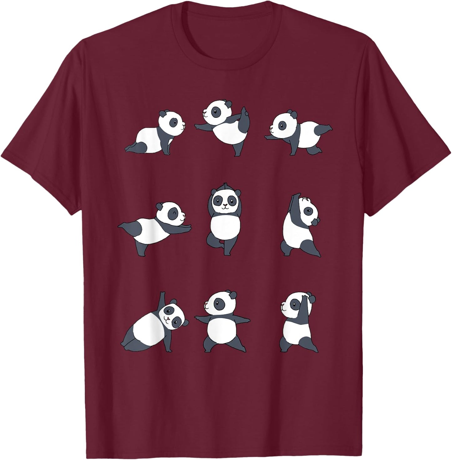 Panda Yoga T-Shirt - T-Shirt | Maroon