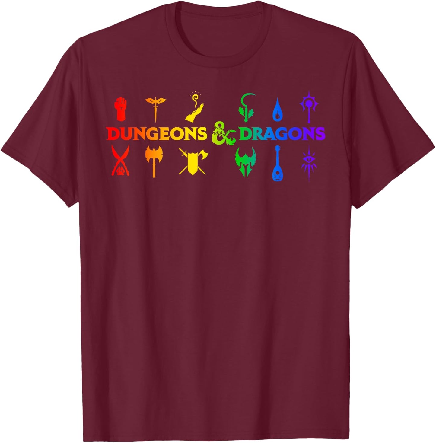 Dungeons & Dragons Classes Rainbow Gradient T-Shirt - T-Shirt | Maroon