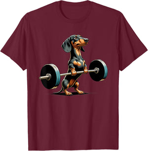 Dachshund Deadlift Weightlifing Fitness Workout Gym Lover T-Shirt - T-Shirt | Maroon