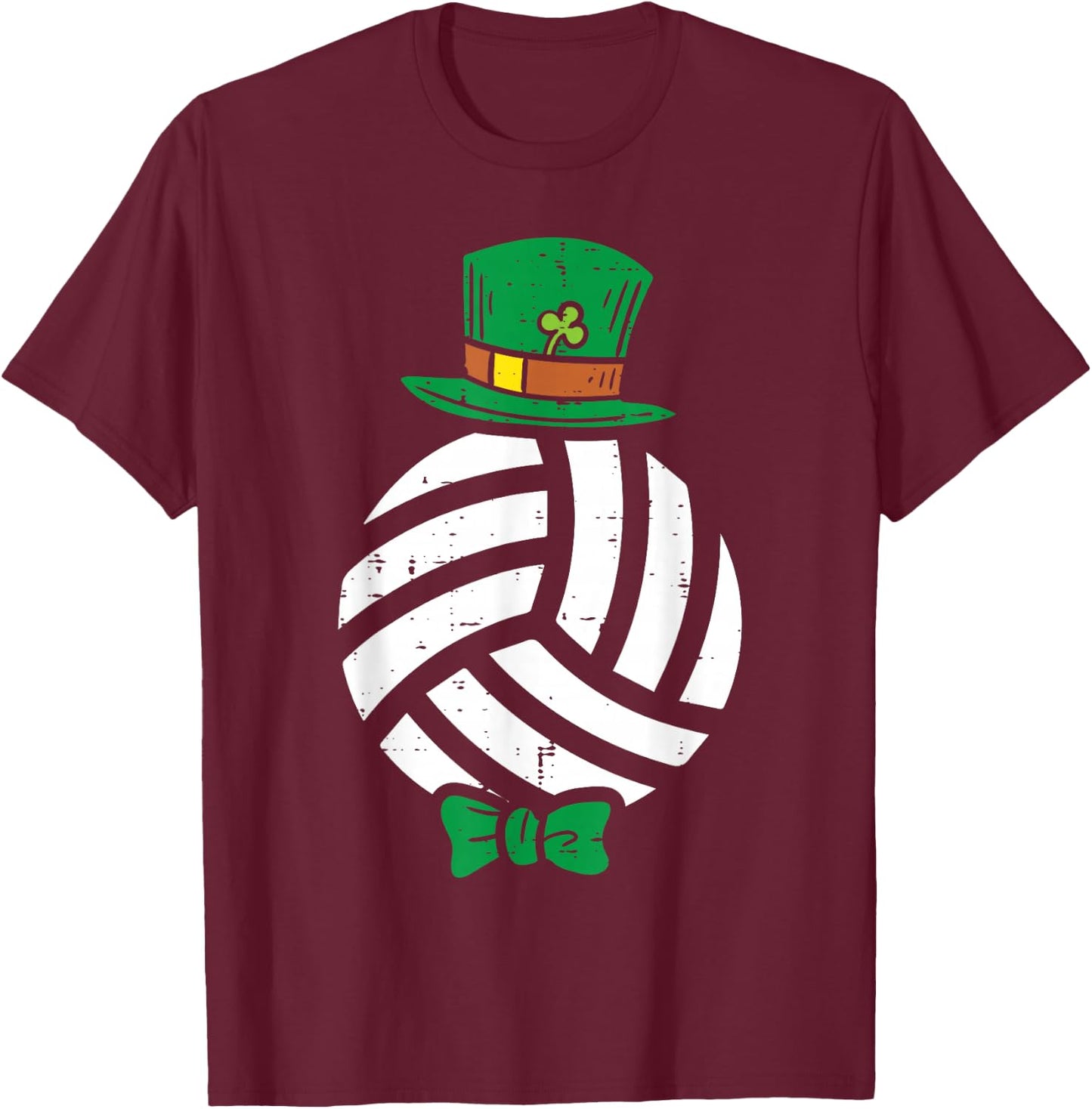 Leprechaun Volleyball St Patricks Day Sports Player Gift T-Shirt - T-Shirt | Maroon