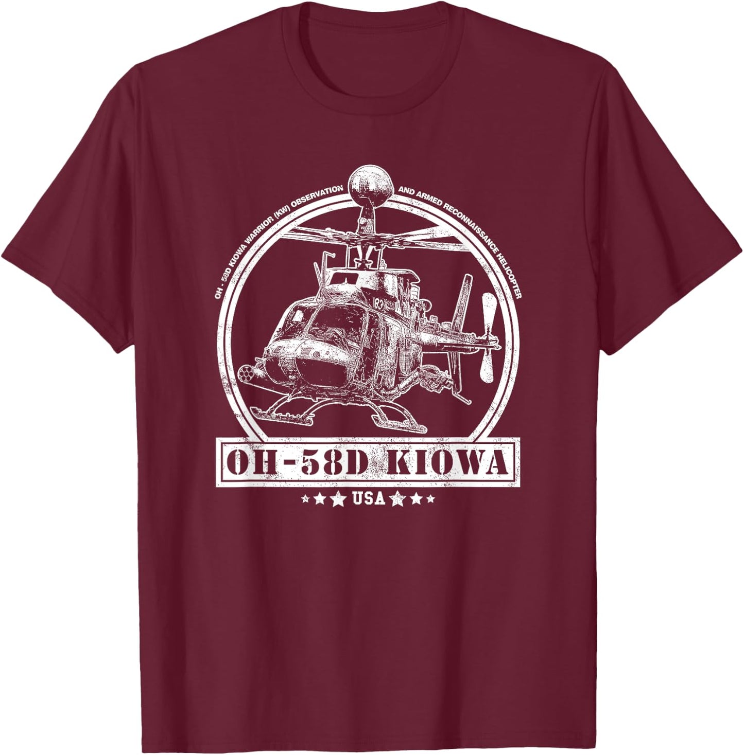 OH-58D Kiowa Warrior Helicopter T-Shirt - T-Shirt | Maroon