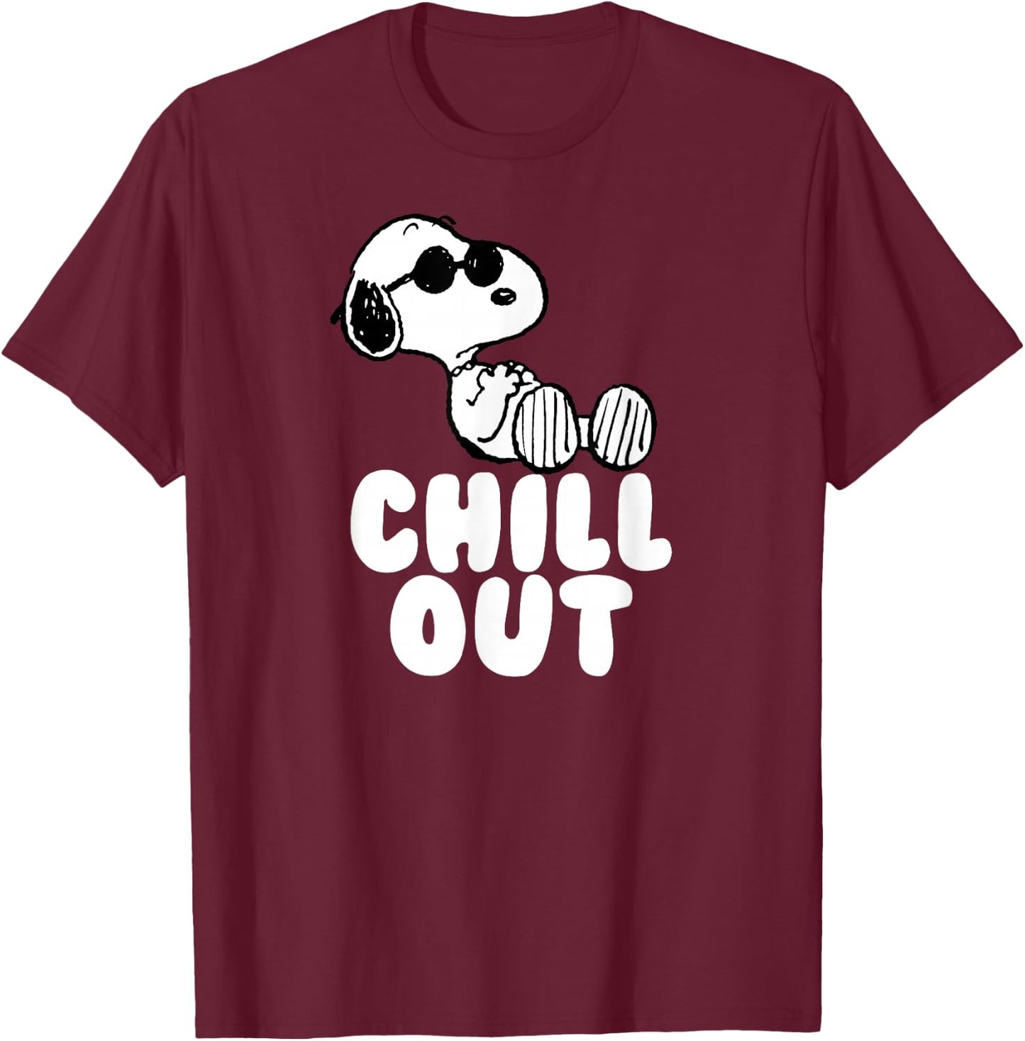 Peanuts Classic Fit - Chill Out Snoopy Graphic in Blue T-Shirt - T-Shirt | Maroon