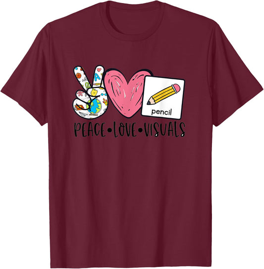 Peace Love Visuals Special Education Teacher Dream Team T-Shirt - T-Shirt | Maroon