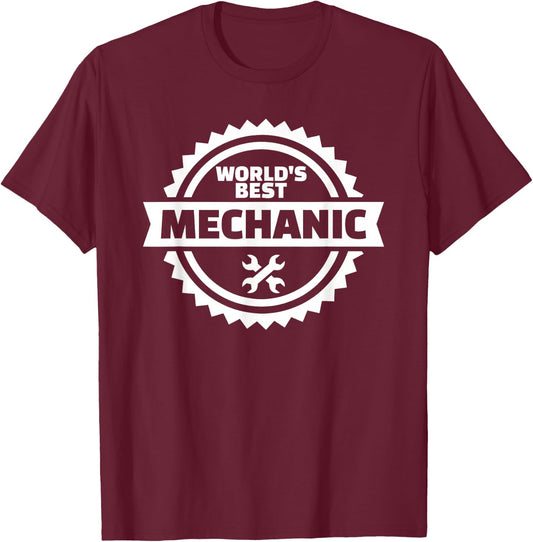 World's Best Mechanic T-Shirt - T-Shirt | Maroon