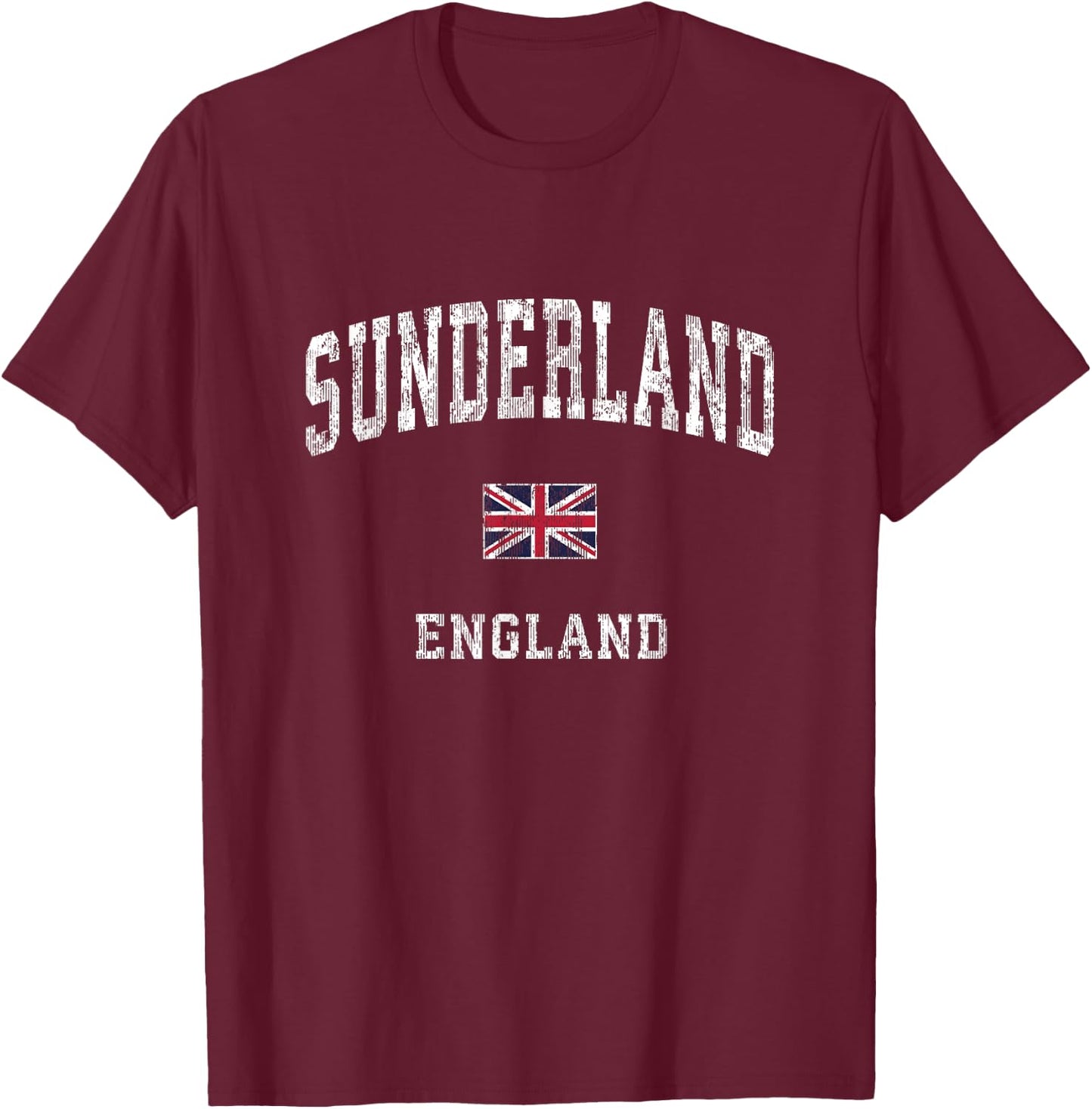 Sunderland England Vintage Athletic Sports Design T-Shirt - T-Shirt | Maroon