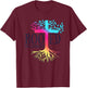 Rooted in Christ Tree Roots T-Shirt - T-Shirt | Maroon