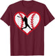 Valentines Day Baseball Player Heart Softball Boys Kids Men T-Shirt - T-Shirt | Maroon