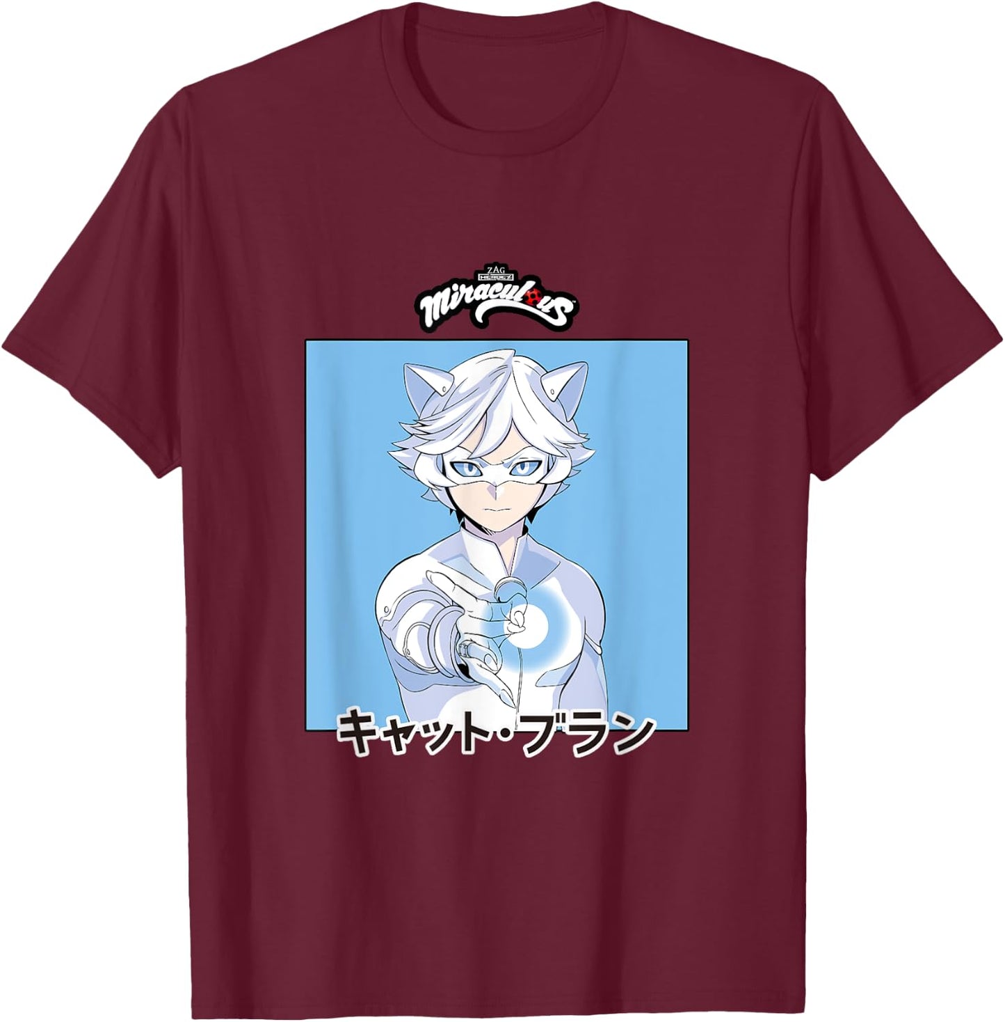 Miraculous Ladybug Manga Cat Blanc T-Shirt - T-Shirt | Maroon