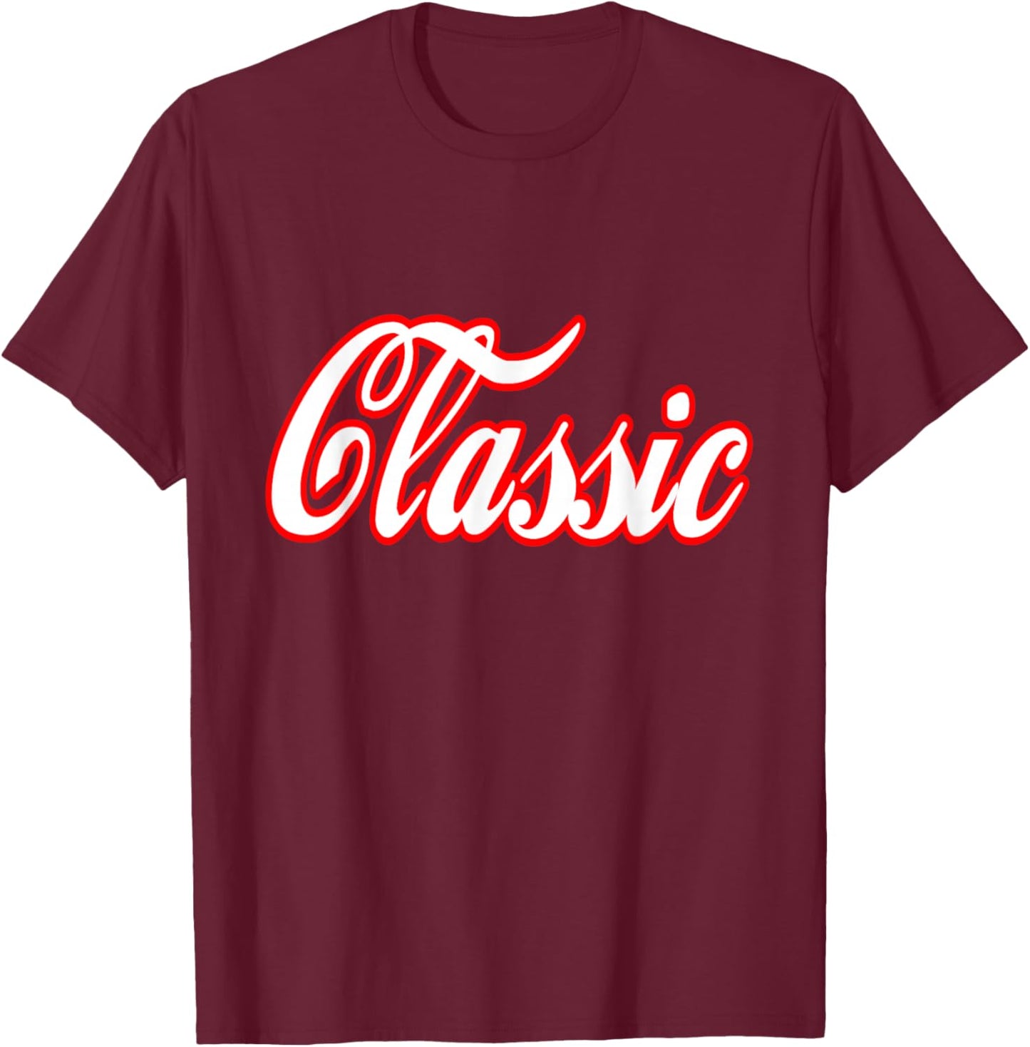 Classic Word Retro Vintage Script Font T-Shirt - T-Shirt | Maroon
