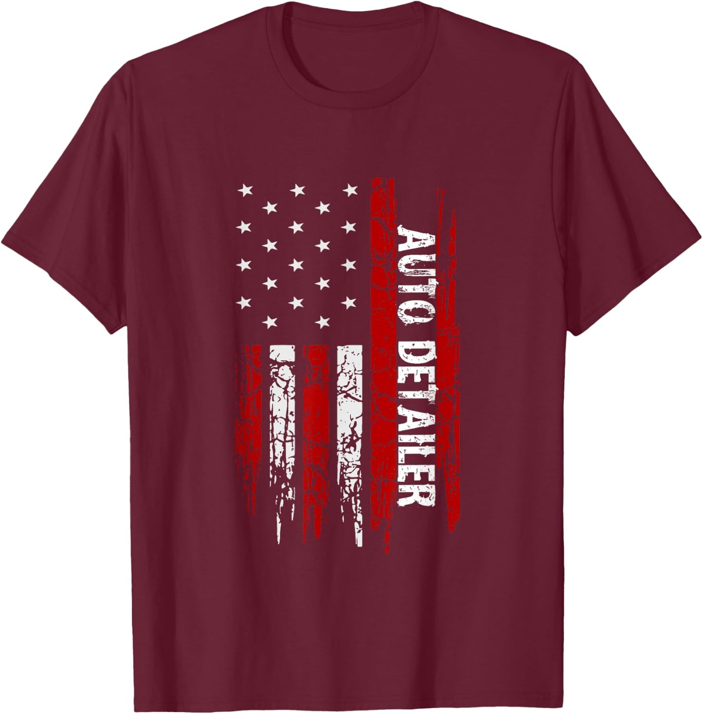 Auto Detailer USA Flag Vehicle Car Detailing T-Shirt - T-Shirt | Maroon
