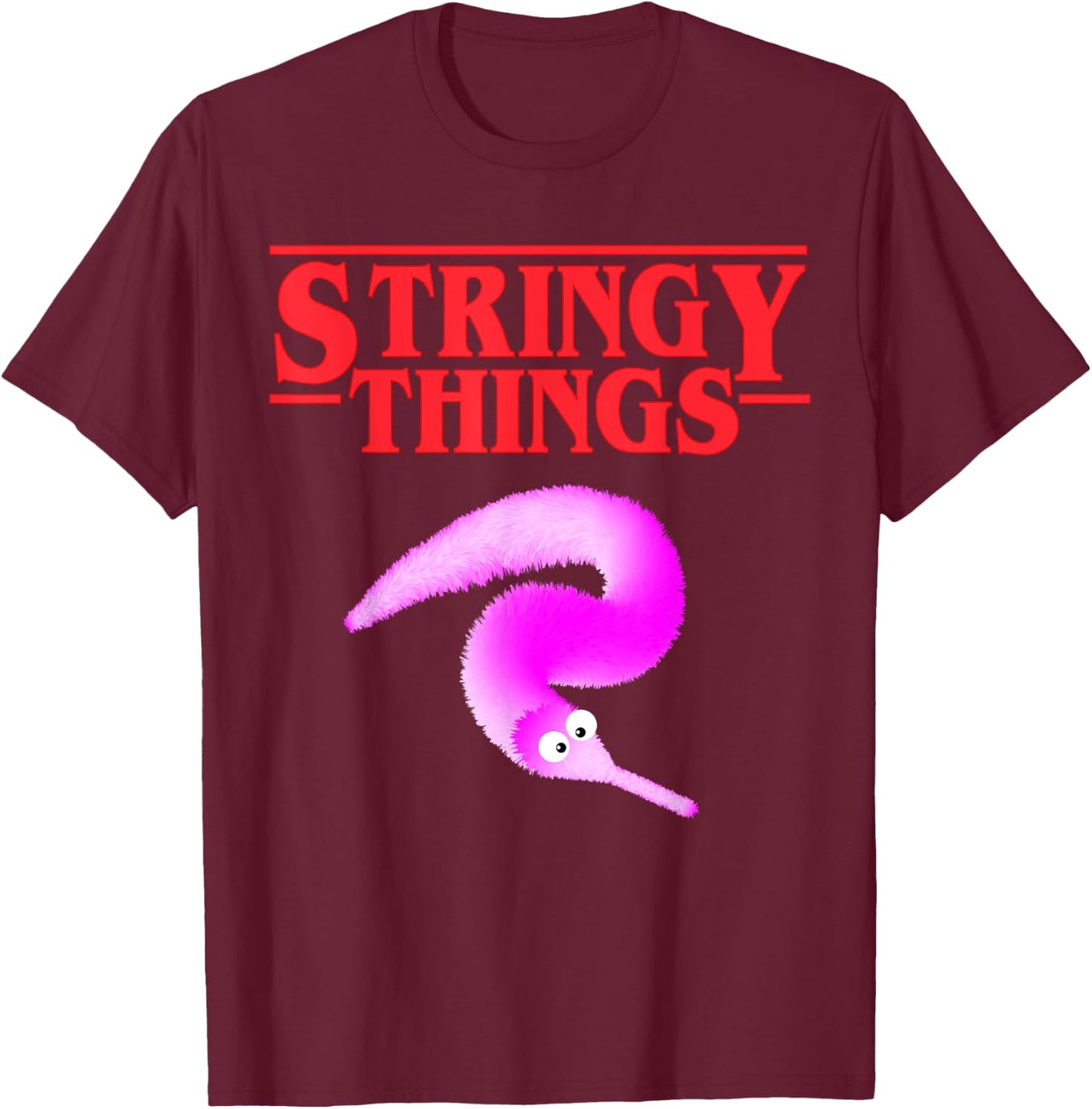 Stringy Things, Fuzzy Magic Worm on a String Dank Meme Gift T-Shirt - T-Shirt | Maroon