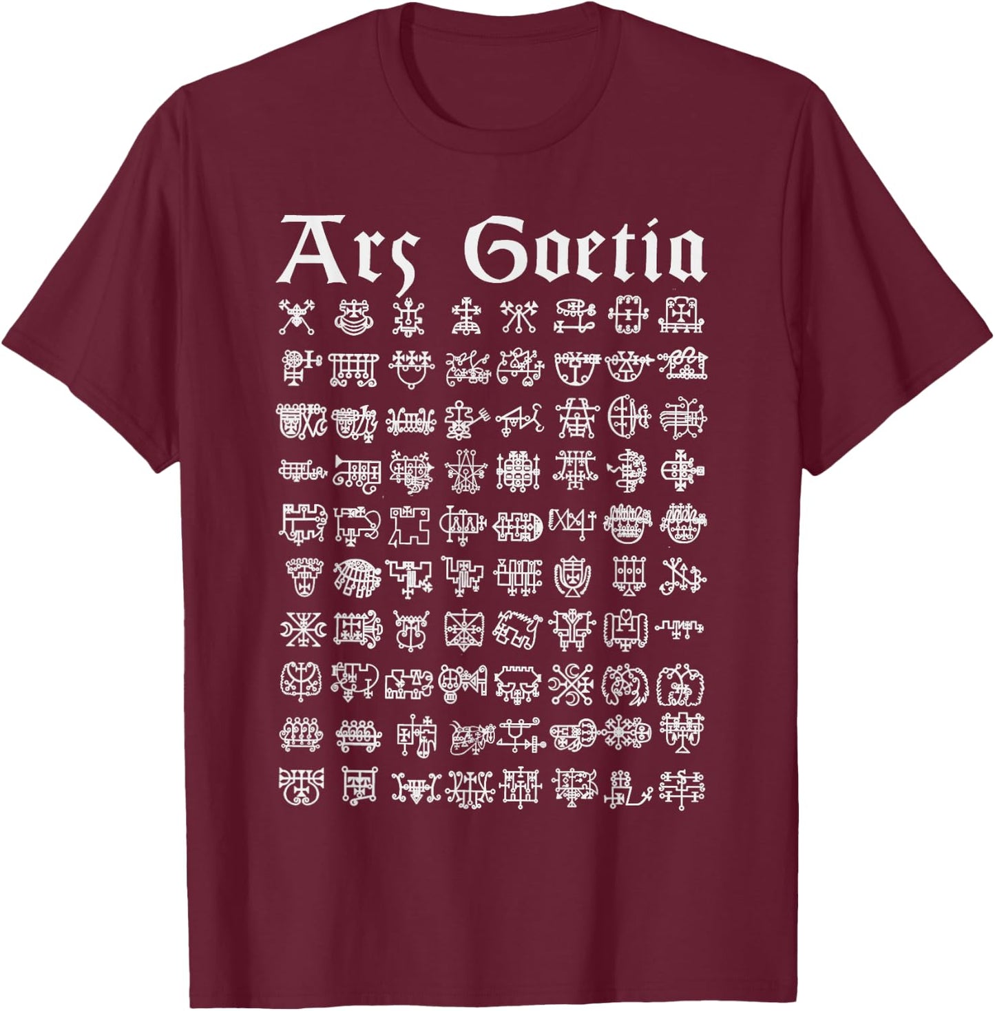 Ars Goetia Lesser Key of solomon lemegeton 72 Demons Sigils T-Shirt - T-Shirt | Maroon