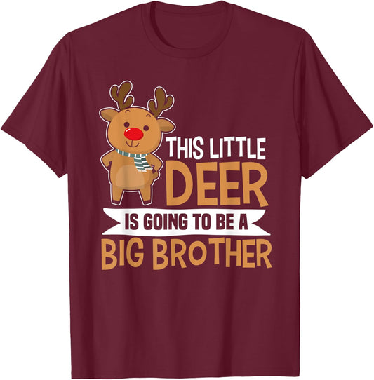 Litter Deer To Be A Big Brother Matching Family Outfit T-Shirt - T-Shirt | Maroon