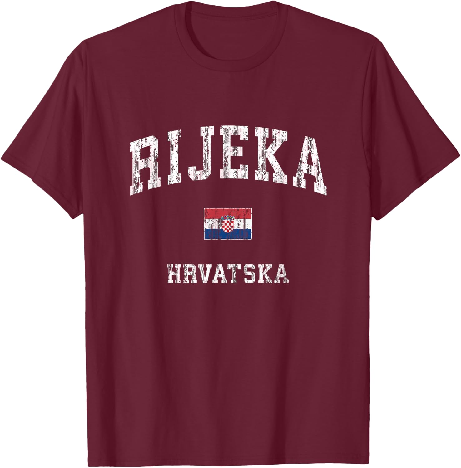Rijeka Croatia Hrvatska Vintage Athletic Sports Design T-Shirt - T-Shirt | Maroon