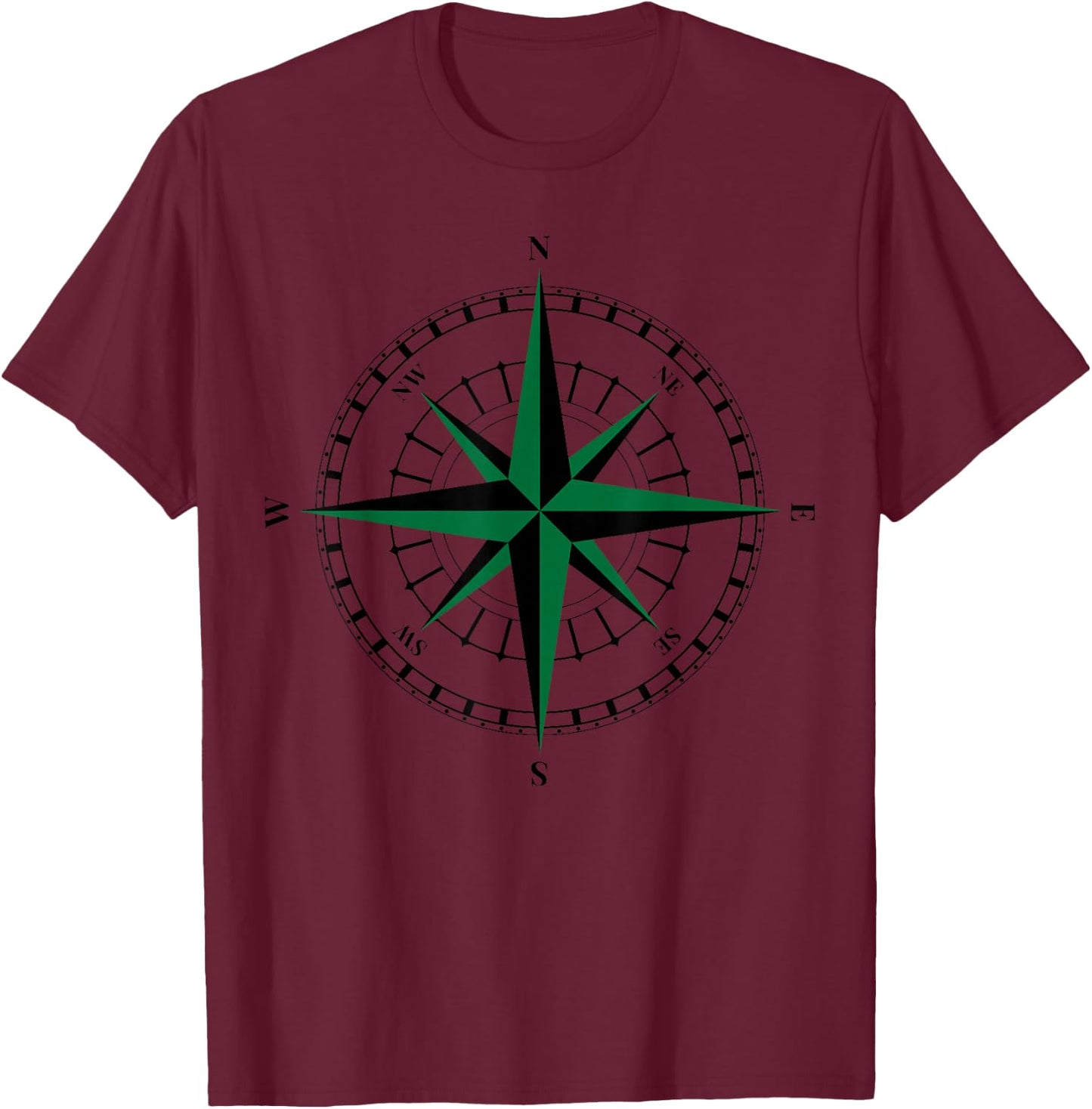 Compass wind rose hiking sailing gift cardinal points T-Shirt - T-Shirt | Maroon