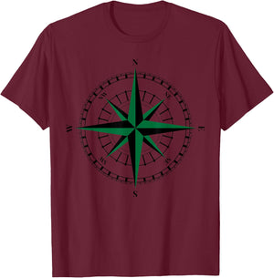 Compass wind rose hiking sailing gift cardinal points T-Shirt - T-Shirt | Maroon