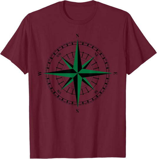 Compass wind rose hiking sailing gift cardinal points T-Shirt - T-Shirt | Maroon