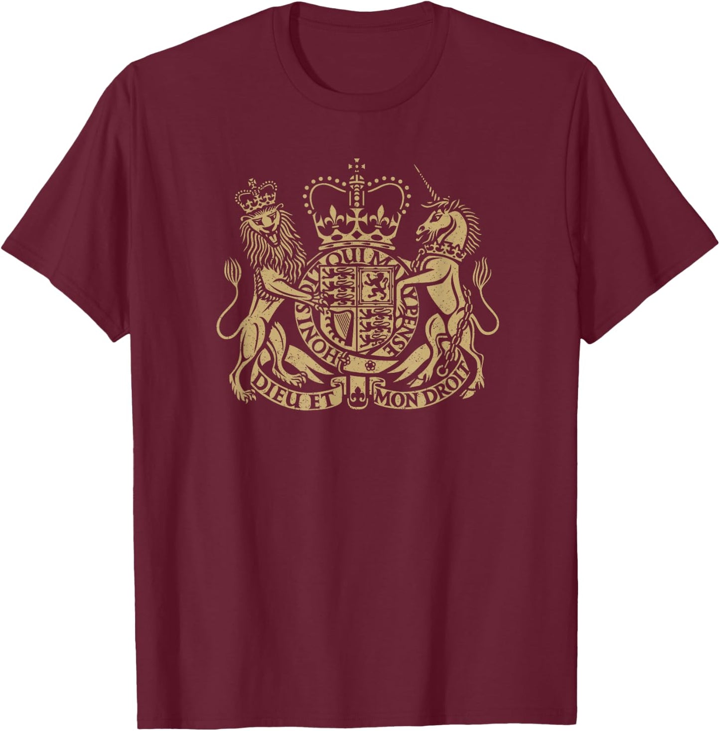 Uk United Kingdom Coat of Arms Symbol T-Shirt - T-Shirt | Maroon