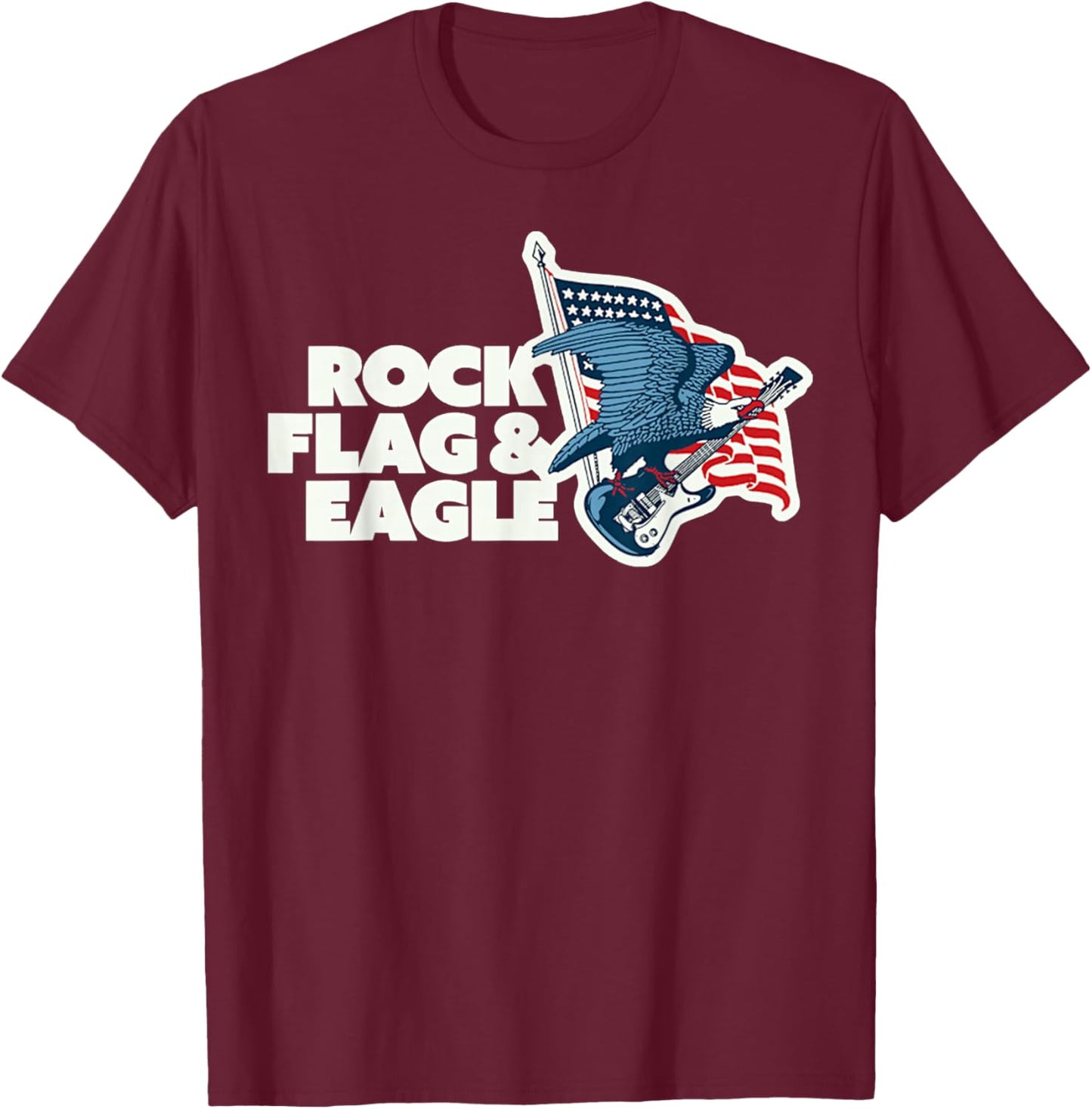 Instrument Rock Bass Flag And Eagle Guitar Animal Retro T-Shirt - T-Shirt | Maroon