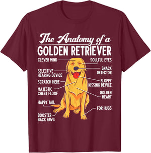 The Anatomy Of A Golden Retriever Funny Dog Lover Puppy Women Girls Kids T-Shirt - T-Shirt | Maroon