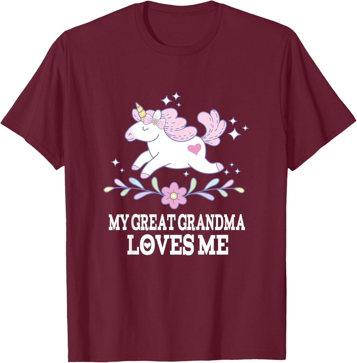 My Great Grandma Loves Me Girl Unicorn Granddaughter T-Shirt - T-Shirt | Maroon