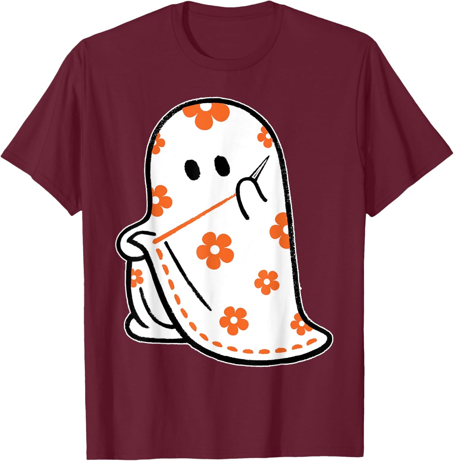 Halloween Costume Sewing Ghost Boo Funny Sewing Lovers Women T-Shirt - T-Shirt | Maroon