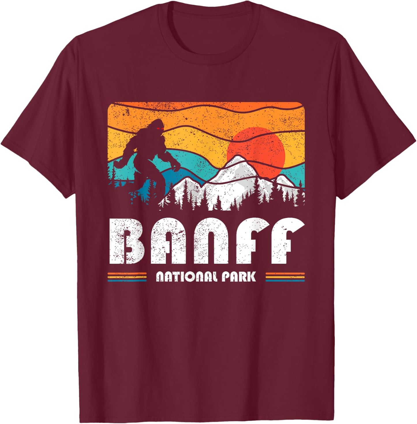 Banff Canadian National Park Retro Souvenir Banff T-Shirt - T-Shirt | Maroon