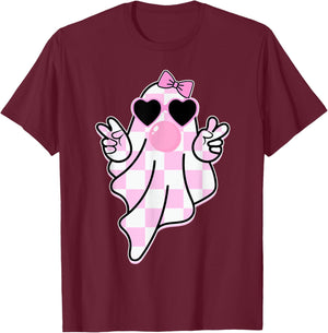 Cute Girly Ghost Blowing Bubble Gift Girl kids T-Shirt - T-Shirt | Maroon