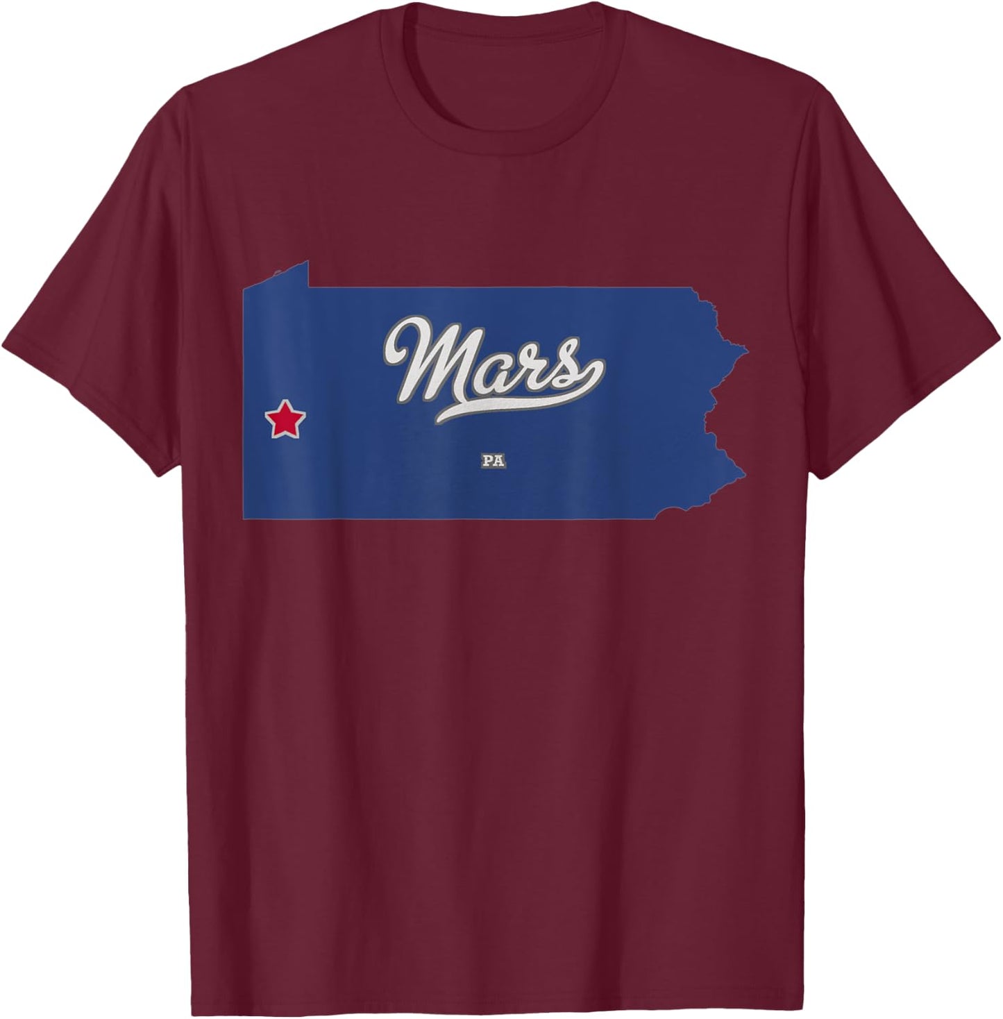 Mars Pennsylvania PA Map T-Shirt - T-Shirt | Maroon