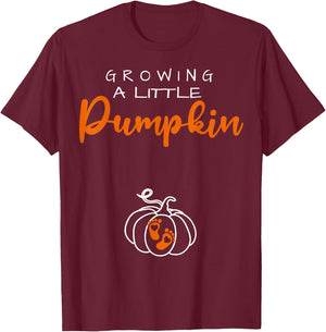 Growing A Little Pumpkin Funny Pregnancy T-Shirt - T-Shirt | Maroon