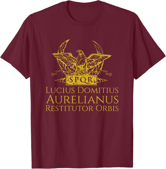 Ancient Roman Empire SPQR Imperial Eagle - Emperor Aurelian T-Shirt - T-Shirt | Maroon