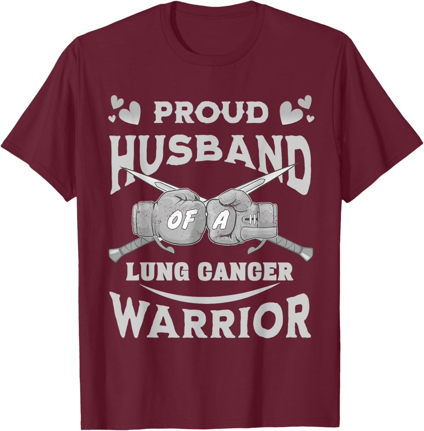 Proud Husband Of A Lung Cancer Warrior T-Shirt - T-Shirt | Maroon