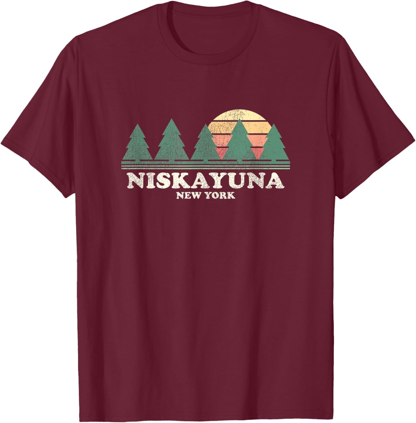 Niskayuna NY Vintage Throwback Retro 70s Design T-Shirt - T-Shirt | Maroon