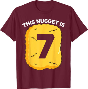 7 Year Old Chicken Nugget Birthday Party T-Shirt - T-Shirt | Maroon