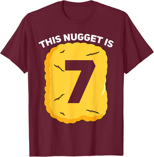 7 Year Old Chicken Nugget Birthday Party T-Shirt - T-Shirt | Maroon