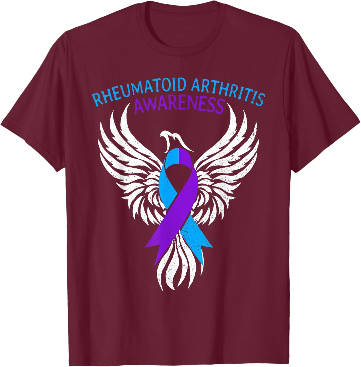 Warrior Survivor Rheumatoid Arthritis Awareness Month Ribbon T-Shirt - T-Shirt | Maroon