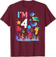 4th Birthday Party Turtle Jellyfish I'm 4 Years Old age Bday T-Shirt - T-Shirt | Maroon